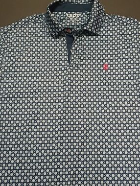 Izod Golf Patterned Golf Ball Navy Mens Polo with Contrast Logo